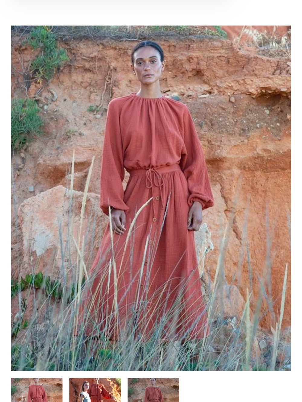 Beaumont Organic Gauze Cotton Ursa Skirt Paprika Size Large *326